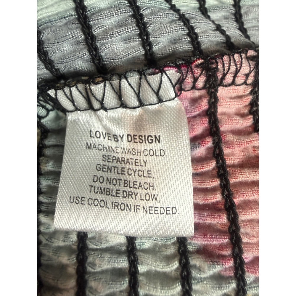 Love by Design Floral Smocked Crop Top Black Pink Puff Sleeve XL New - Picture 3 of 5